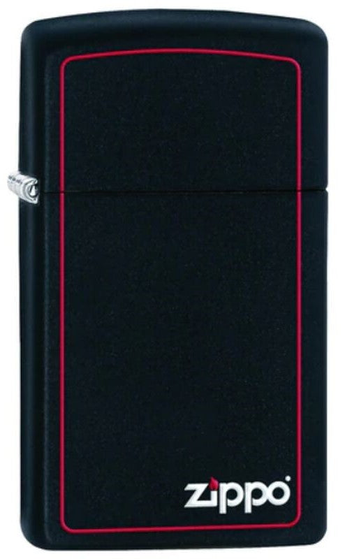 Zippo Slim Black Matt Border Red